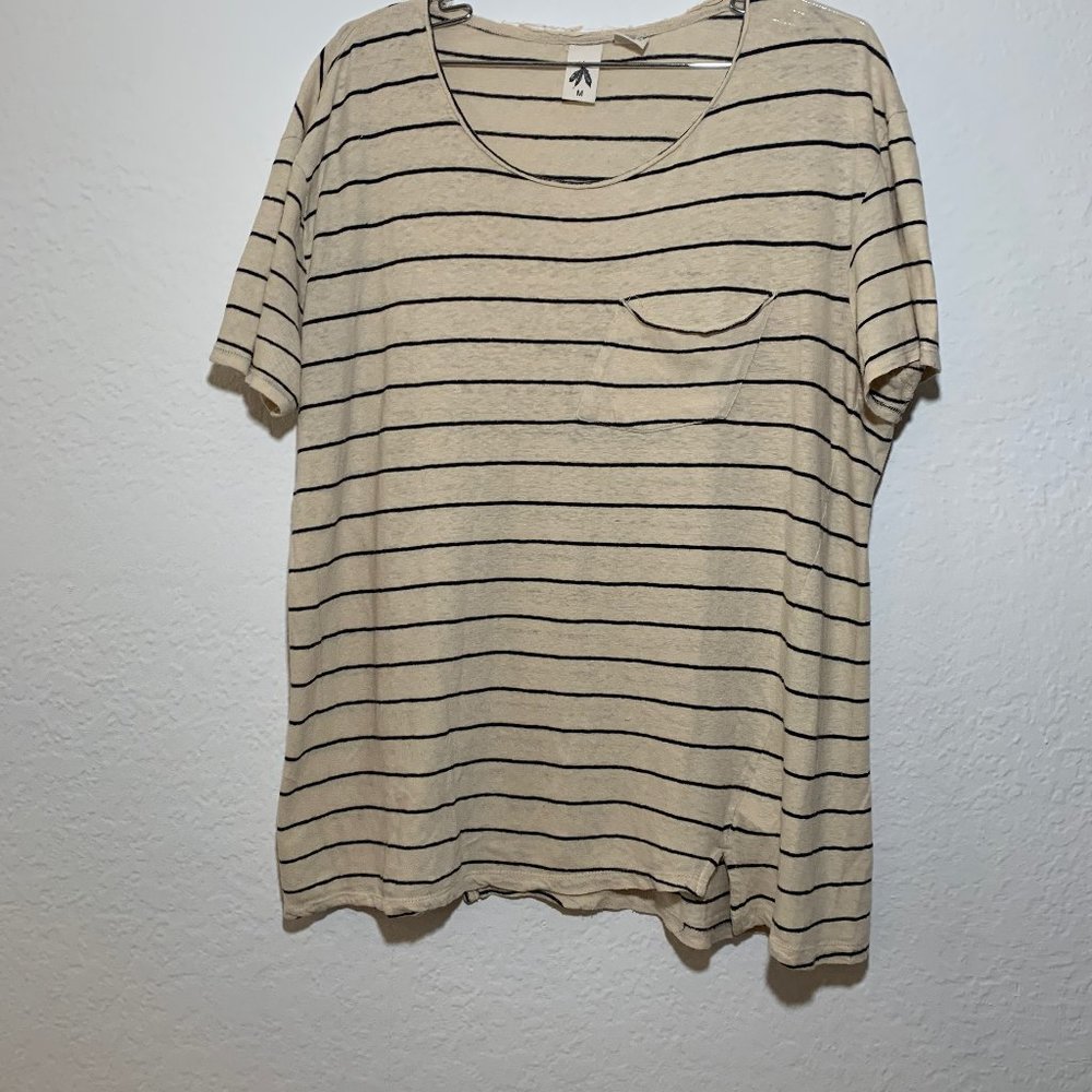 Anthropologie Three Feathers Short Sleeve Striped